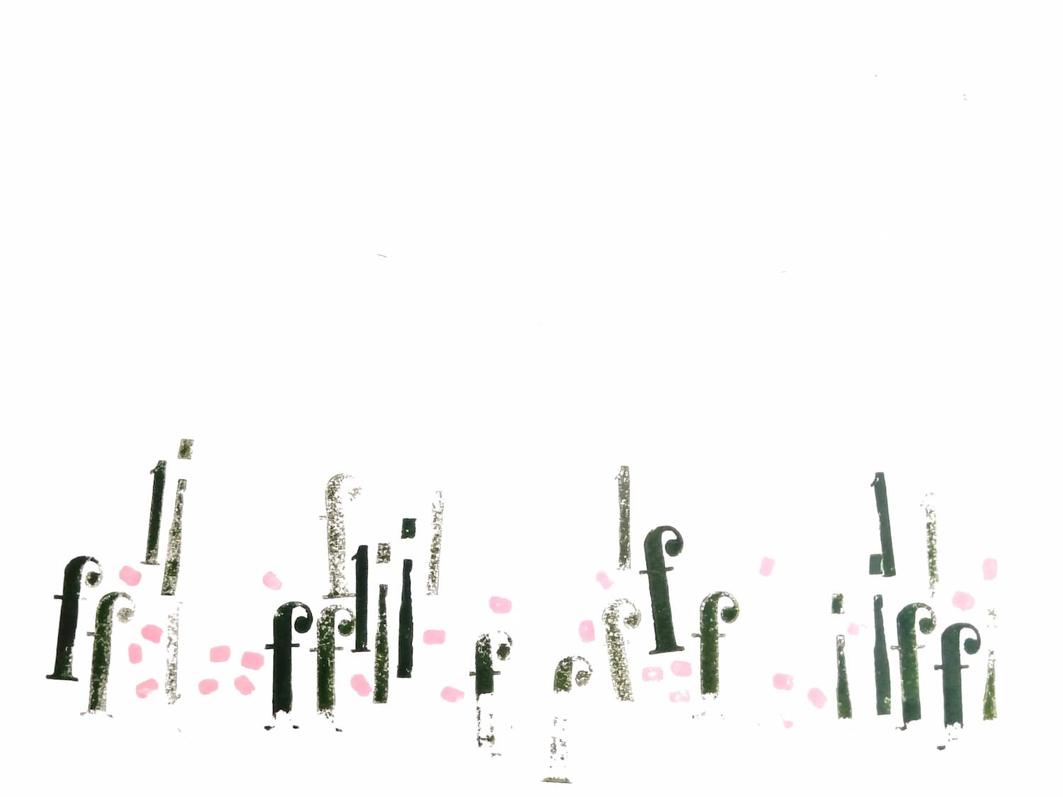 Landschap van letterstempels, gras