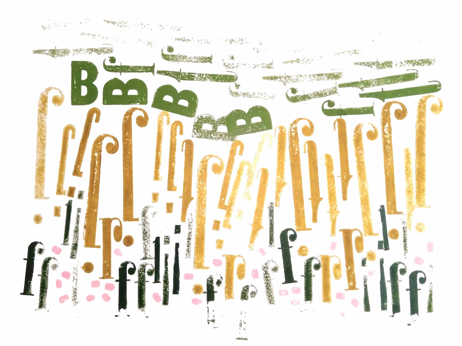 Landschap van letterstempels